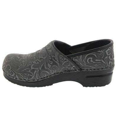 PROFESSIONAL FLORA Carved Leather Clogs