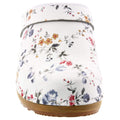 LINNEA Wood Open Back Flower Print Leather Clogs