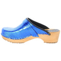 BJORK Maja Wood Open Back Croco Print Leather Clogs