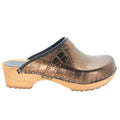 BJORK Maja Wood Open Back Croco Print Leather Clogs