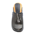 BJORK Maja Wood Open Back Croco Print Leather Clogs