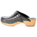 BJORK Maja Wood Open Back Croco Print Leather Clogs