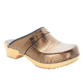 BJORK 600008-25-36 BJORK Maja Wood Open Back Croco Print Leather Clogs Copper / EU-36
