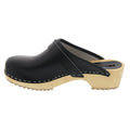 BJORK Maja Wood Open Back Leather Clogs