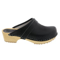BJORK Maja Wood Open Back Leather Clogs