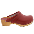 BJORK Maja Wood Open Back Leather Clogs