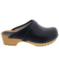 BJORK Maja Wood Open Back Leather Clogs