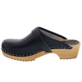 BJORK Maja Wood Open Back Leather Clogs