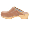 BJORK Maja Wood Open Back Leather Clogs