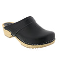 BJORK 600000-2-36 BJORK Maja Wood Open Back Leather Clogs Black / EU-36