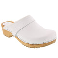 BJORK 600000-1-36 BJORK Maja Wood Open Back Leather Clogs White / EU-36