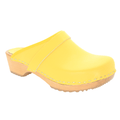BJORK 600000-7-36 BJORK Maja Wood Open Back Leather Clogs Yellow / EU-36