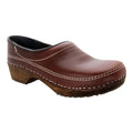 BJORK 610601-3-42 BJORK Men's Christian Wood Closed Back Oiled Leather Clogs Brown / EU-42