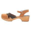BJORK MILA Wooden Clog Sandals in Oiled Leather