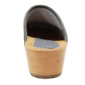 Maja Wood Open Back Clogs in Grey Leather