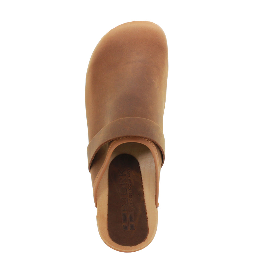 Maja Wood Open Back Rustic Brown Top Grain