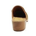 Maja Wood Open Back in Camel Nubuck Leather