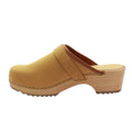 Maja Wood Open Back in Camel Nubuck Leather