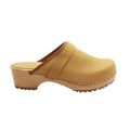 Maja Wood Open Back in Camel Nubuck Leather