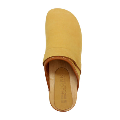 Maja Wood Open Back in Camel Nubuck Leather
