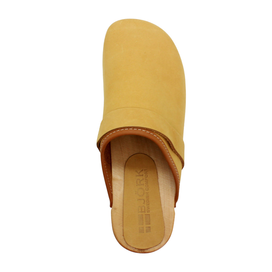 Maja Wood Open Back in Camel Nubuck Leather