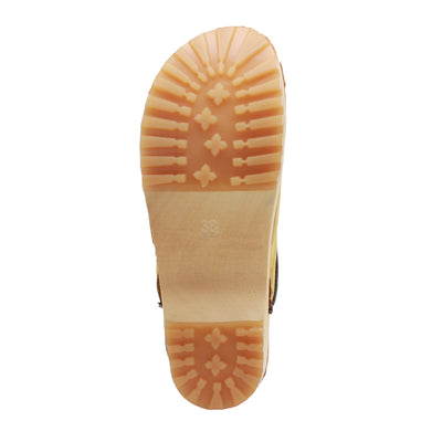 Tindra Wood Closed Back Grip Camel Nubuck Leather Clogs
