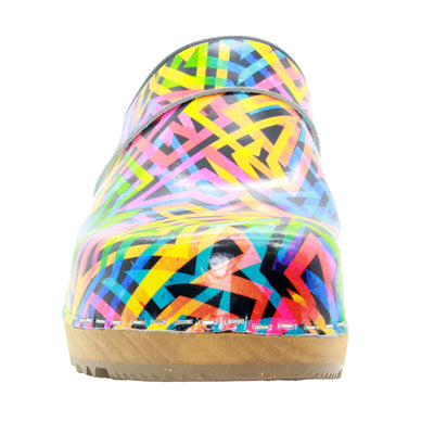 Maja Open Back Geometric Leather Clogs