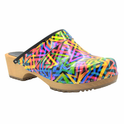 Maja Open Back Geometric Leather Clogs