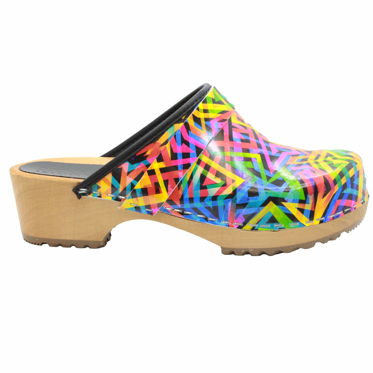 Maja Open Back Geometric Leather Clogs – BJORK Swedish Comfort