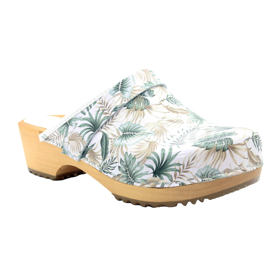 Maja Open Back Tropical Leather Clogs – BJORK Swedish Comfort