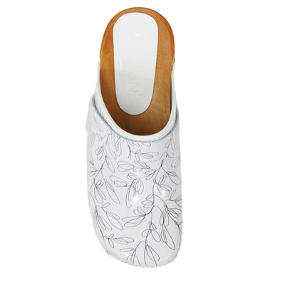 Maja Open Back Stencil Leather Clogs