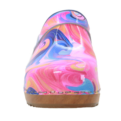 Maja Wood Swirl Leather Clogs