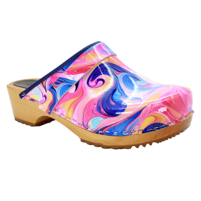 Maja Wood Swirl Leather Clogs