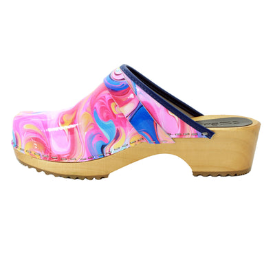 Maja Wood Swirl Leather Clogs