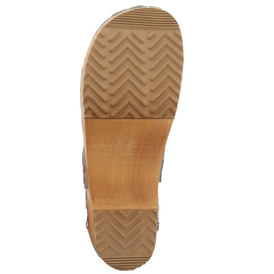 ALMA Swedish Wood Clog Brown Leather Sandals