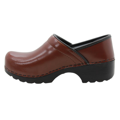 Women's Swedish Professional Brown Leather Clogs