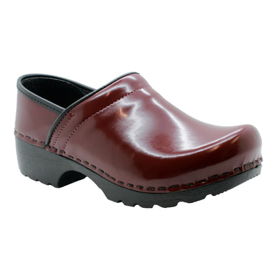 Women's Swedish Professional Maroon Patent Leather Clogs