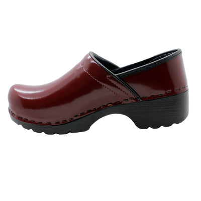 Women's Swedish Professional Maroon Patent Leather Clogs