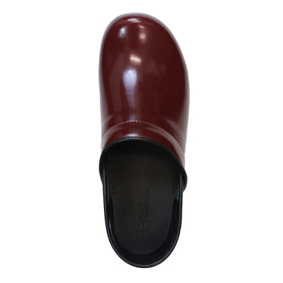 Women's Swedish Professional Maroon Patent Leather Clogs