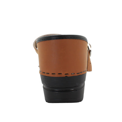 MARCELLA Mary Jane Cognac Oiled Leather Clogs