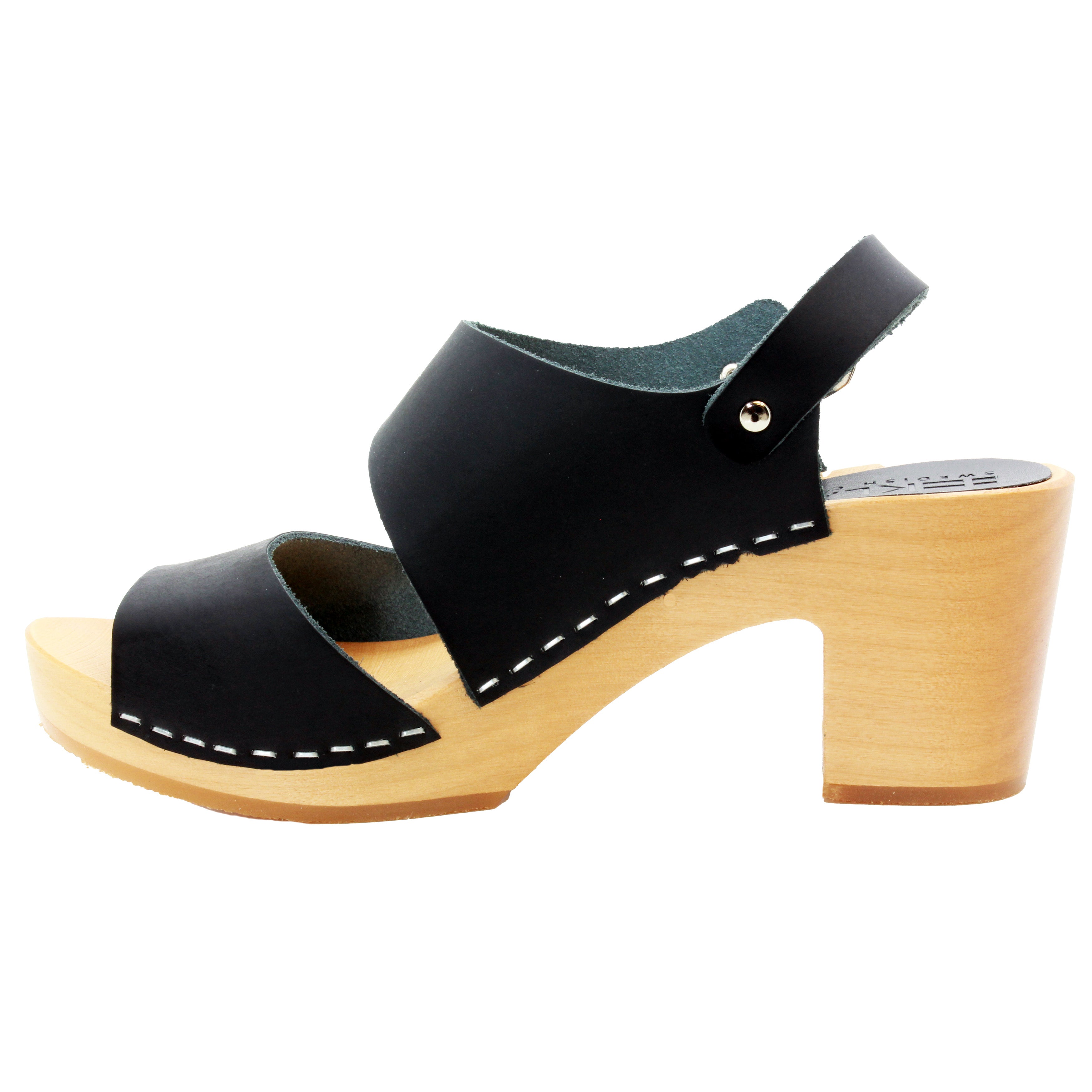 MARIE Swedish Wood Clog Sandals in Black Leather – BJORK Swedish Comfort