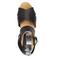 Erika Black Leather Wooden Clog Sandals