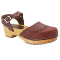 Gerda Leather Closed-Toe Wooden Clog Sandals