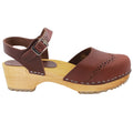 Gerda Leather Closed-Toe Wooden Clog Sandals