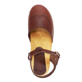 Gerda Leather Closed-Toe Wooden Clog Sandals