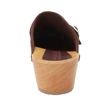 Anna Wood Full Grain Brown Leather Clogs