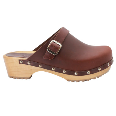 Anna Wood Full Grain Brown Leather Clogs