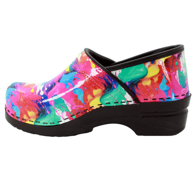 PROFESSIONAL Splat Printed Leather Clogs