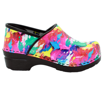 PROFESSIONAL Splat Printed Leather Clogs