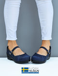 MARCELLA Mary Jane Navy Oiled Leather Clogs